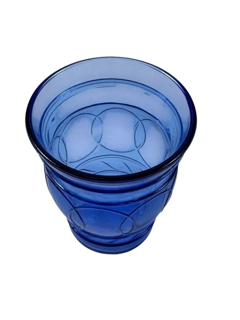 Set of 6 Whiskey Glasses Maryland Glass Cobalt Blue Ring of Rings Vintage 1940s